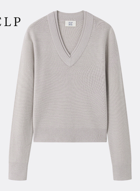JCLP金纯良品 匠心慵懒风宽松双层V领金葱羊毛长袖针织衫上衣毛衣