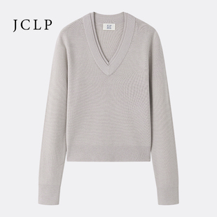 JCLP金纯良品 匠心慵懒风宽松双层V领金葱羊毛长袖针织衫上衣毛衣