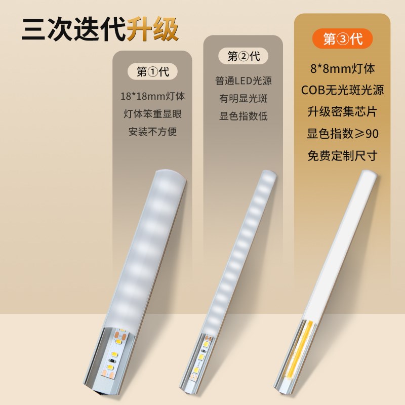 酒柜灯带免开槽明装线条灯展示柜三角形灯条感应橱柜灯led柜底灯