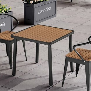 网红咖啡户外桌椅庭n院花园塑木休闲露天露台别墅简约铁艺桌椅组