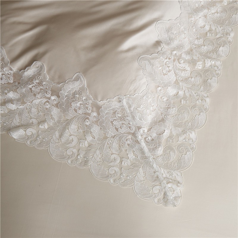 欧式床上用品四件套韩式公主风床单款纯色简约真丝棉蕾丝花边被套