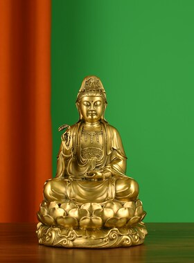 西方三圣佛像黄铜阿弥陀佛观世音大势至菩萨神像铜像站像供奉摆件