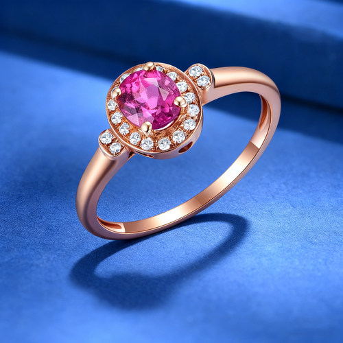 天然彩宝卢比莱碧玺18k金戒指