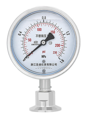 YTP100BF不锈钢卫生型隔膜压力表耐震卡盘式快装38/50.5/64MM