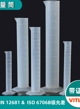 VITLAB进口塑料量筒50ml 100ml 250ml 500ml进口PP量筒量杯精准刻