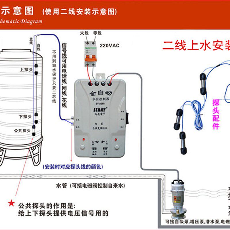 全自动电子水位控制器 水塔水箱自动上水开关 抽水泵浮球液位开关