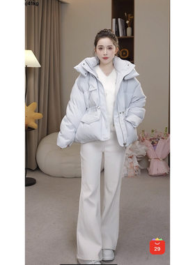 2-1F C 【心愿冰岛】新款韩系设计感休闲立领连帽短外套 TK5181