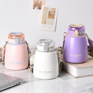 网红养生茶漏大肚保温杯女士大容量水杯防漏吸管带茶隔花茶杯可爱