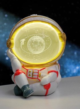 创意宇航员水晶球摆件客厅办公桌面太阳系月球小夜灯装饰生日礼物