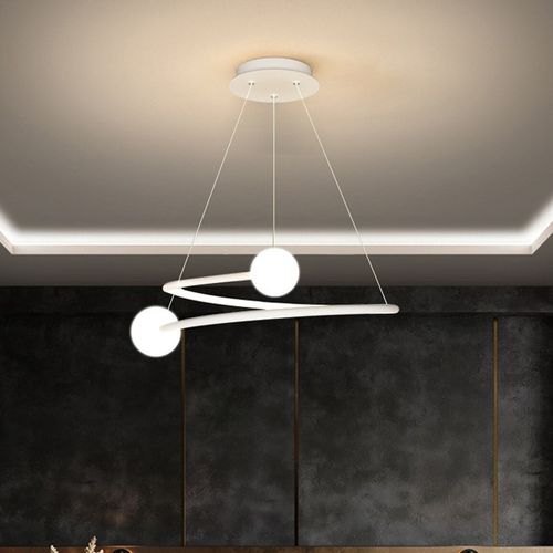 led简约主卧室客厅餐厅灯吊灯吧台创意圆环房间饭厅中山灯具