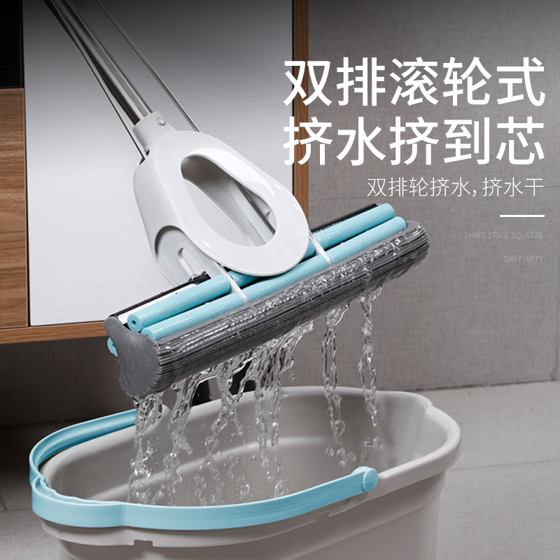 雅海绵免手洗干湿两用一拖家用大号挤水地拖布净胶棉吸水拖把