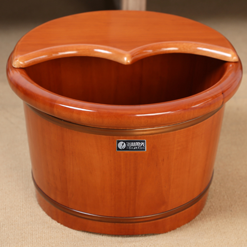 橡木泡脚桶木桶带盖双人用木质泡脚盆洗脚桶泡脚家用过小腿实木盆
