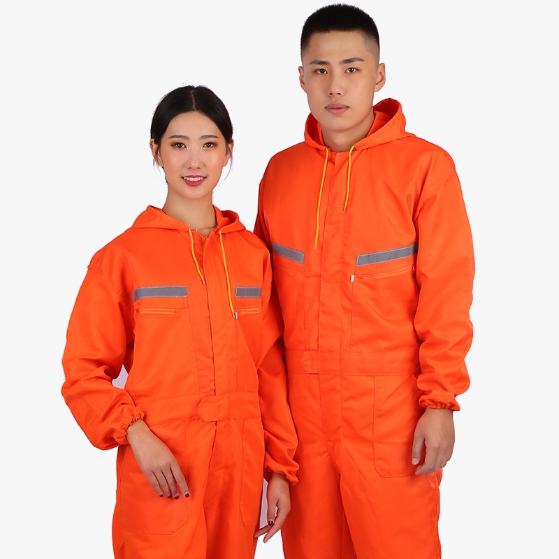 连体工作服连帽反光条全身防护服劳保防尘防污维修汽修喷漆服耐磨