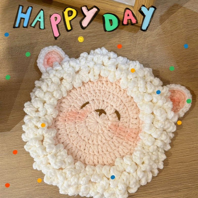 成品毛线手工钩织垫可爱小羊家居装饰女朋友礼物摆件,家居饰品,桌面摆件,淘宝优惠券,粉丝福利购,淘宝优惠卷
