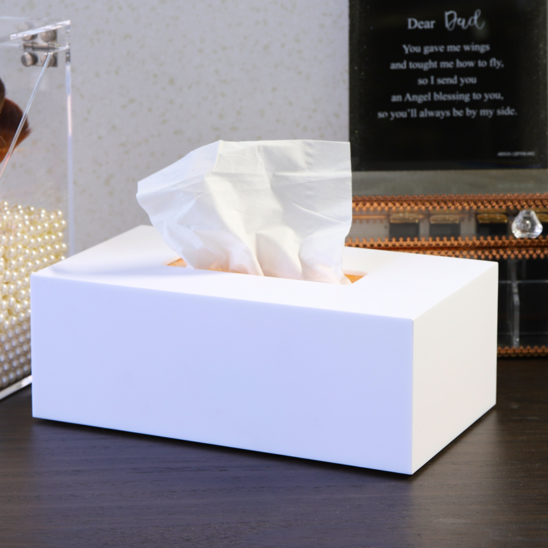纯白色纸巾盒茶几抽纸盒餐厅餐巾纸盒纸巾收纳纯白盒子轻奢纸巾盒