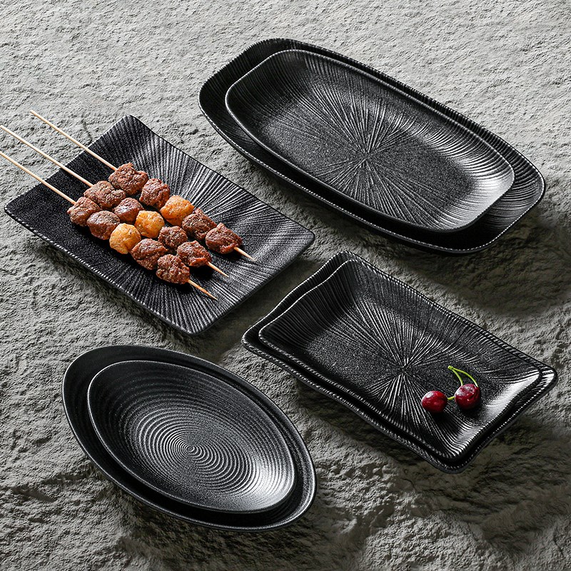 五毫密胺餐具烧烤盘子火锅菜盘塑料凉菜盘烤肉餐盘商用长方形碟子