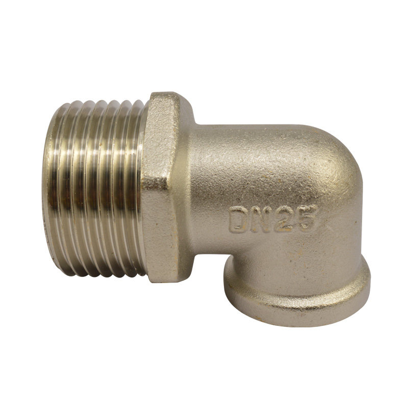 百战阀门黄铜异径内外丝90度弯头1寸外丝转4分内丝水管接头配件