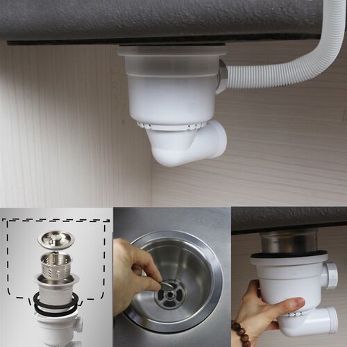 塑钢双层提篮下水器114mm厨房水槽配件 洗菜盆去水斗排水器