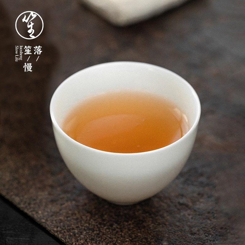 落笙景德镇陶瓷功夫小茶杯白瓷主人杯单杯品茗杯茶碗个人专用茶具