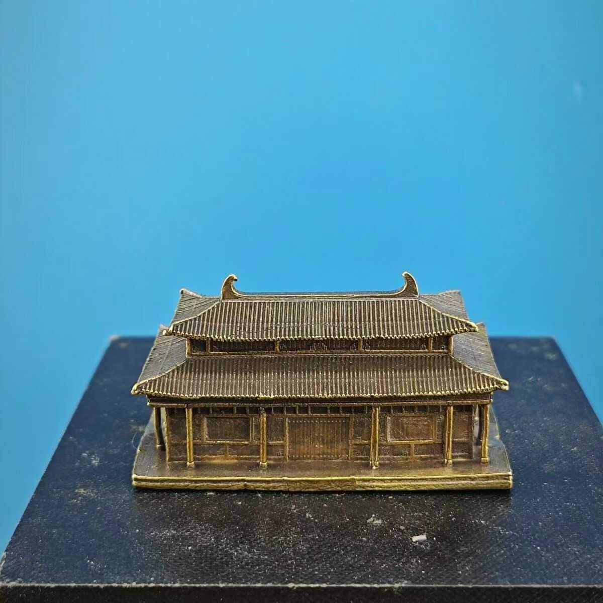 黄铜微景观中式建筑模型摆件书房假山水陆缸鱼缸庭院盆景装饰造景
