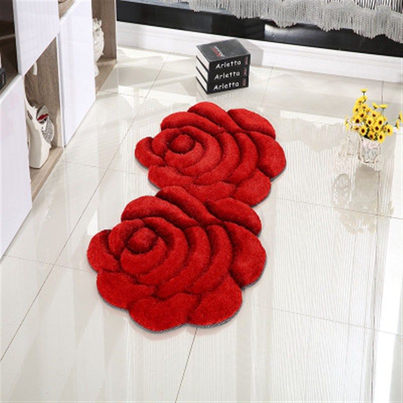 高级立体玫瑰花婚庆婚房免洗地毯地垫子卧室床边进门玄关毯门垫,居家布艺,家用脚垫,淘宝优惠券,粉丝福利购,淘宝优惠卷