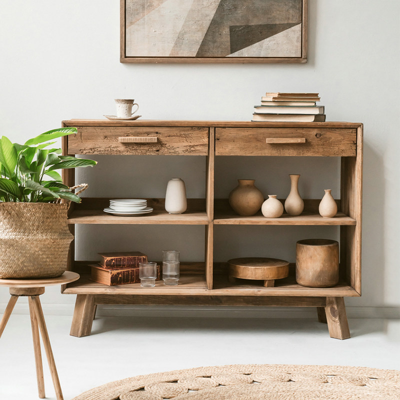 润家家居松木实木家用餐边柜客厅卧室储物柜置物台茶水柜门厅柜子,住宅家具,餐边柜,淘宝优惠券,粉丝福利购,淘宝优惠卷