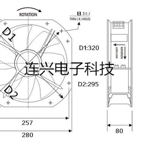 SnowFan YY28080HBL2-T 220/240V 0.55A 120W 铁叶耐高温轴流风机