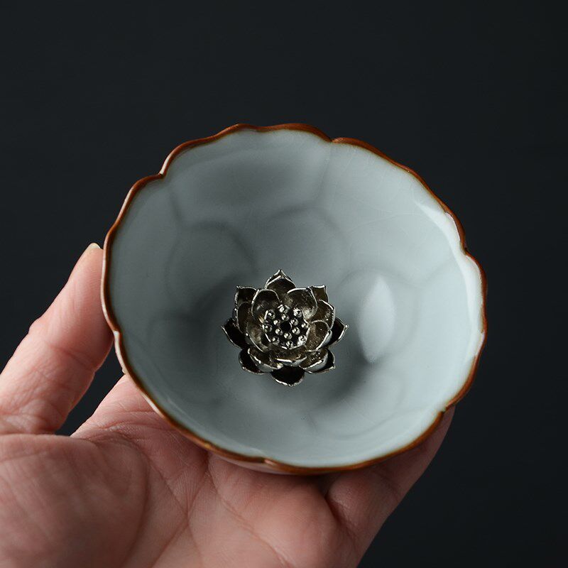 创意陶瓷莲花香插香座日式家用线香炉插香器汝瓷禅意茶道香薰炉