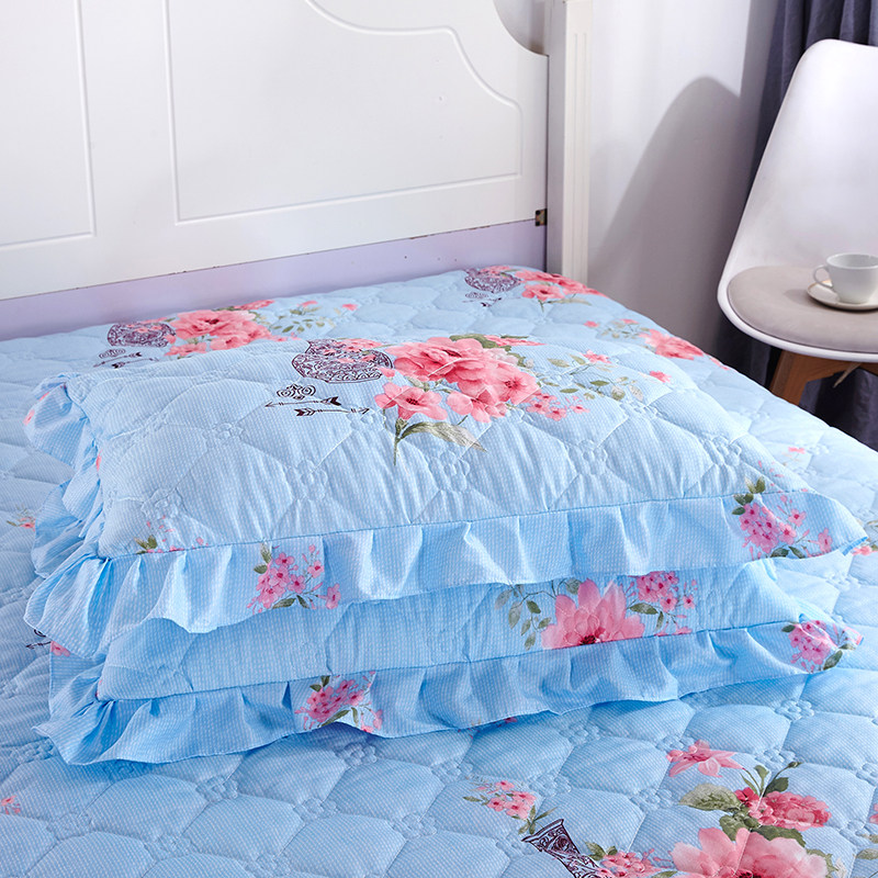 加厚夹棉花边枕套韩版枕头套学生单人加棉枕芯套一对48x74厘米秋