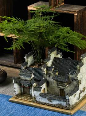 中式摆件复古建筑茶台茶桌茶室家居装饰中国风装饰品