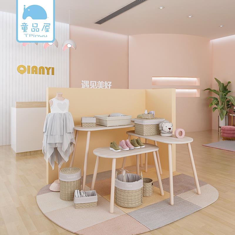 服装店展示桌橱窗展示台实木流水台简易女装店陈列台童装店展示架