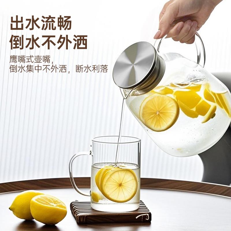 冷水壶玻璃耐高温防爆家用储水壶大容量凉水壶果汁泡茶壶水杯套装