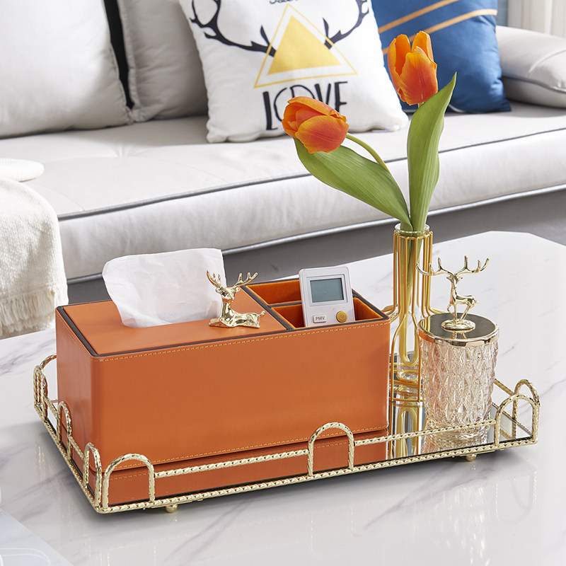欧式轻奢皮革纸抽盒多功能收纳家用客厅茶几纸巾盒托盘套装,家居饰品,装饰纸巾盒,淘宝优惠券,粉丝福利购,淘宝优惠卷