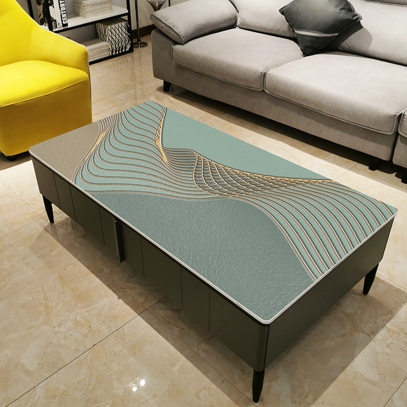 3FTPU皮革桌垫轻奢大理石茶几桌布防水防油免洗家用餐桌垫