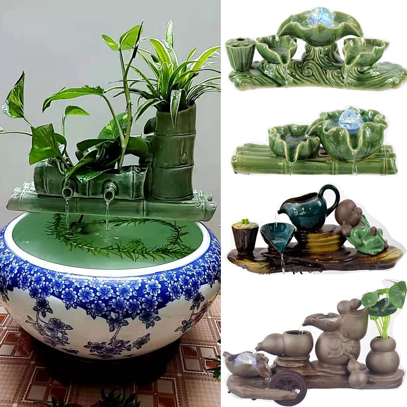 鱼缸盆增氧气泵流水族箱喷泉造景圆小型玻璃陶瓷搭循环家用,家居饰品,装饰摆件,淘宝优惠券,粉丝福利购,淘宝优惠卷