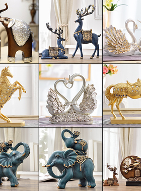 欧式中家居装饰品摆件客厅卧室电视柜小创意鹿摆设