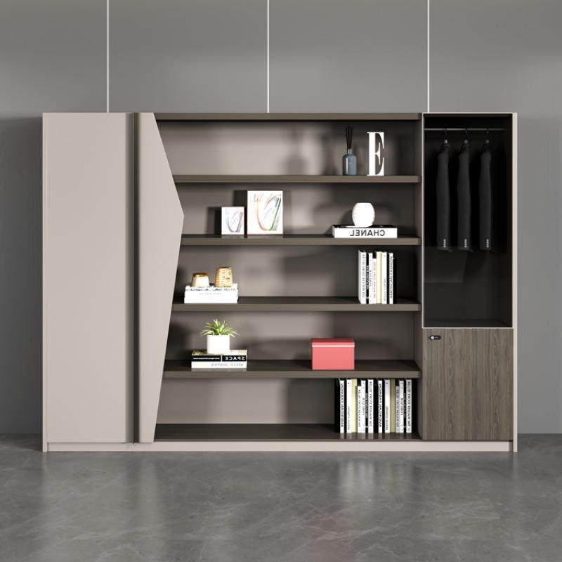 办公室落地文件柜资料柜木质柜带玻璃书柜档案柜储物柜背景柜