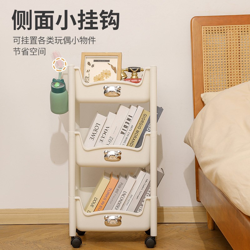 桌下小推车置物架桌边可移动客厅落地玩具零食多层收纳架宿舍架子
