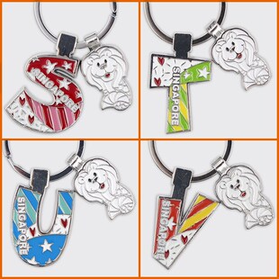 八个包邮新加坡旅游纪念品字母钥匙扣鱼尾狮动物园可爱小礼品挂件