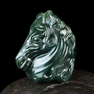 新款和田玉马戒指新疆细料青玉生肖马玉扳指宽版指环男女玉石戒指