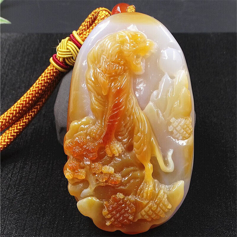 生肖老虎玉髓手把件石文玩玛瑙石头玉把玩件摆件男女士附证书