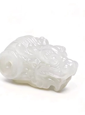 和田玉龙头三通卡12佛头配饰 天然白玉生肖项链手文玩搭配