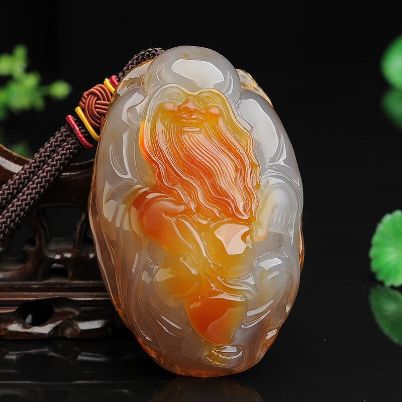 玉石玉髓玛瑙寿星公手把玩人生如意把玩件挂件玉手玩件把玩件男款