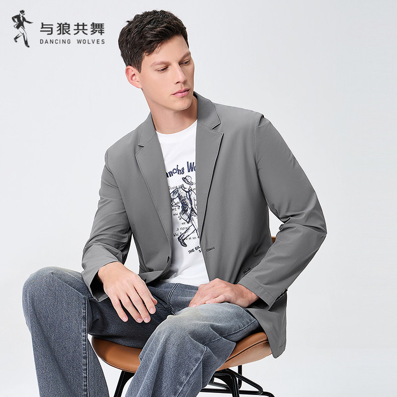 【抗UV】与狼共舞防晒西装单西男2026夏季新款轻薄透气弹力防晒衣