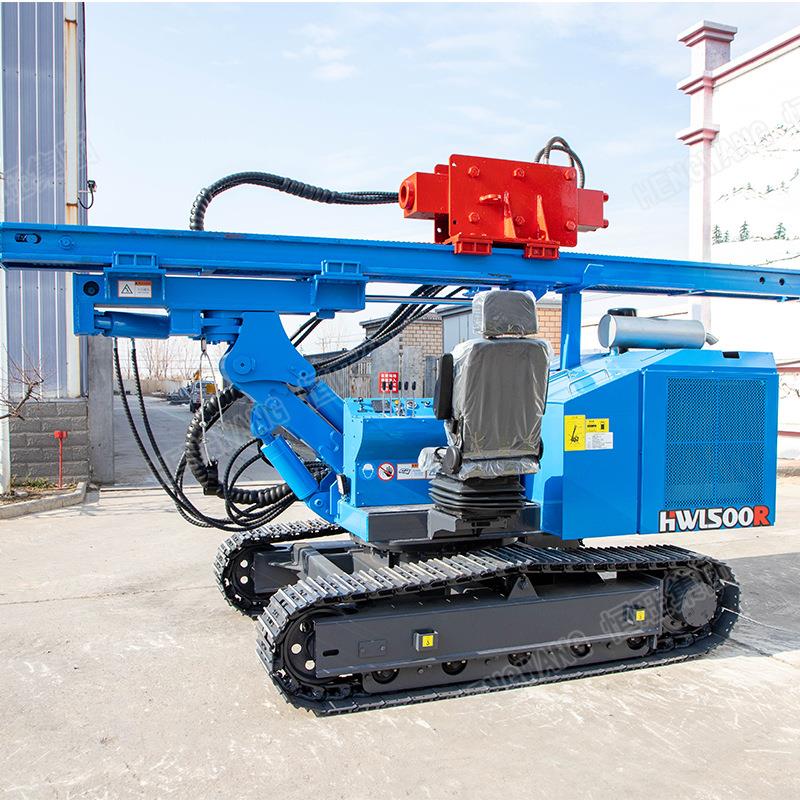 5米光伏打桩机HW500全液压履带光伏打桩机螺旋钻孔机多功能打桩机