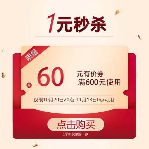 双11一元有价券满600减60