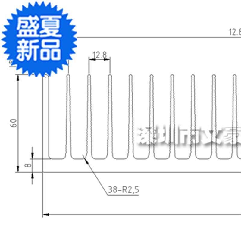 。大功率散热片100*j262*60mm工业散热器铝挤型材料散热板导热铝