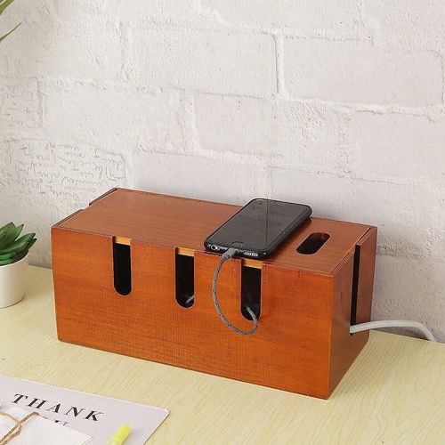 实木数据线机顶盒路由器电线充电器插线板收纳盒排插理线盒集线盒