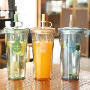 珍珠茶杯子小礼奶品爱夏季 饮料吸管水杯女可塑料双层杯