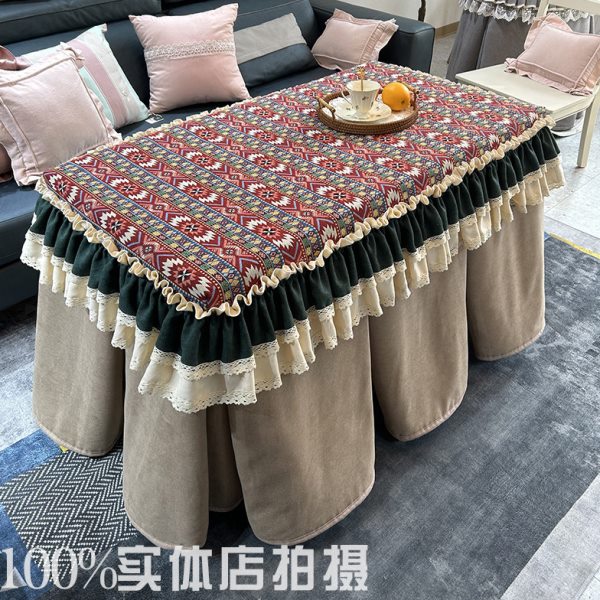 民族风森系桌布套正方长方形电暖炉烤火被子布套加绒加厚桌罩